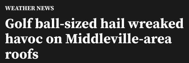 News story - Golf Ball Sized Hail in Middleville, MI
